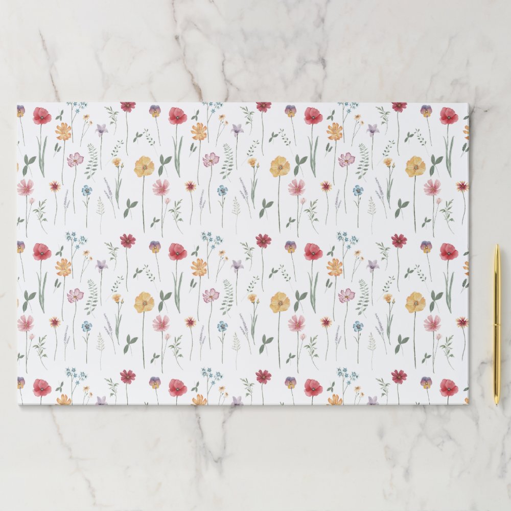 Painted Meadow Wildflower Pattern Paper Placemats