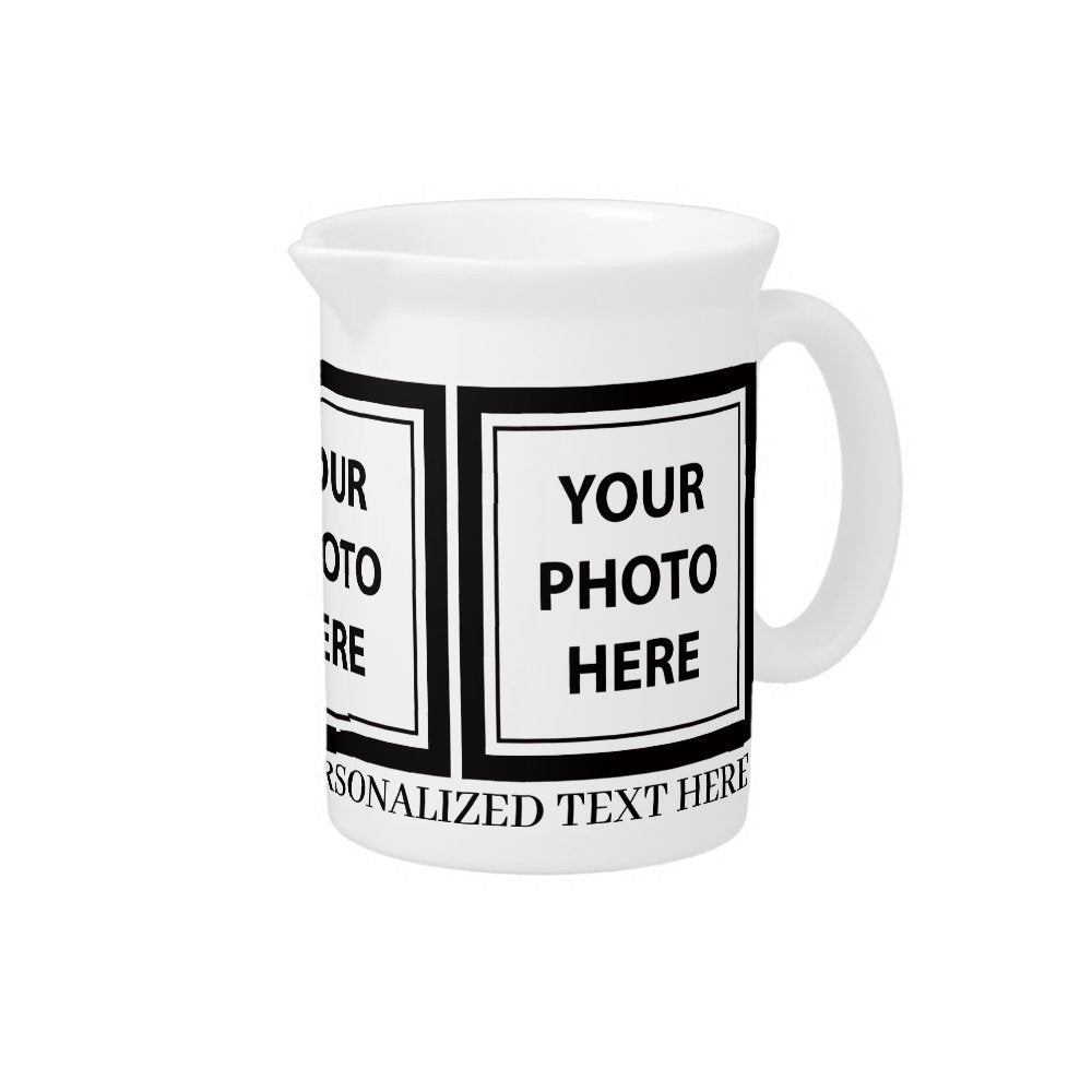 Upload 3 Photos & Add Text – Customize Picture Beverage Pitcher