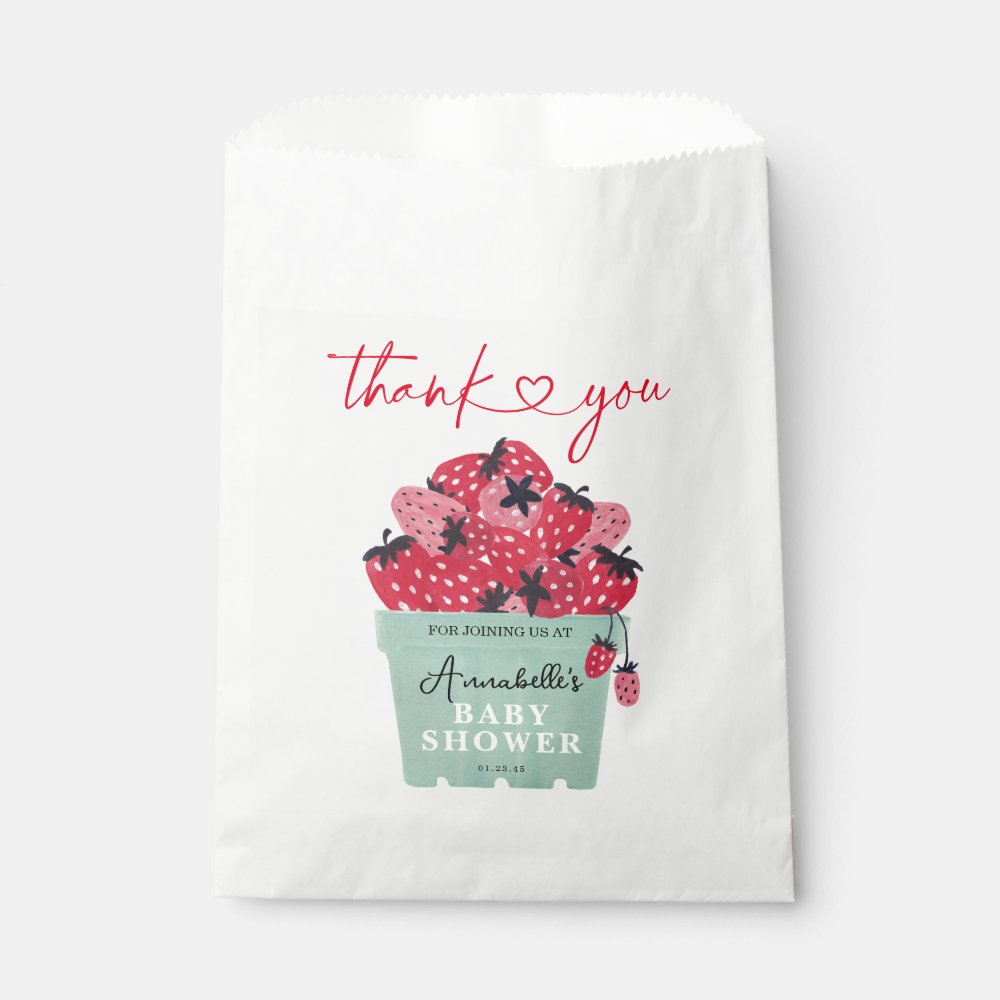Berry Sweet Baby Shower Favor Bag Strawberry
