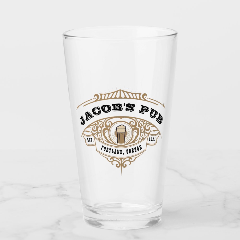 Personalized Brewing Pub Beer Glass