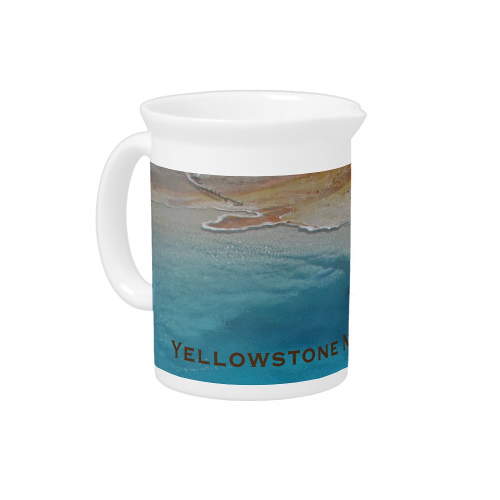 Yellowstone National Park Blue Pool Photo Nature Beverage Pitcher