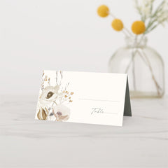 Whimsical Wildflower | Ivory & Sage Folded Wedding Place Card