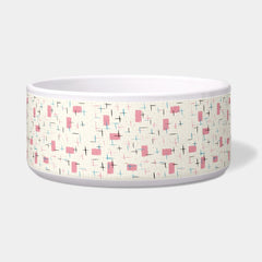 Retro Atomic Pink Pattern Ceramic Pet Bowl