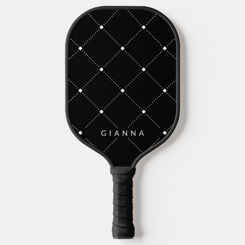 Simple Seamless Pattern Black & White Pickleball Paddle