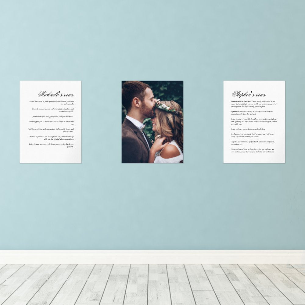 Married Couple's Wedding Vows & Photo Wall Art Sets