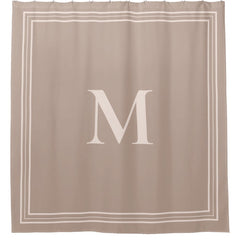 Elegant Minimalist Beige Monogram Shower Curtain