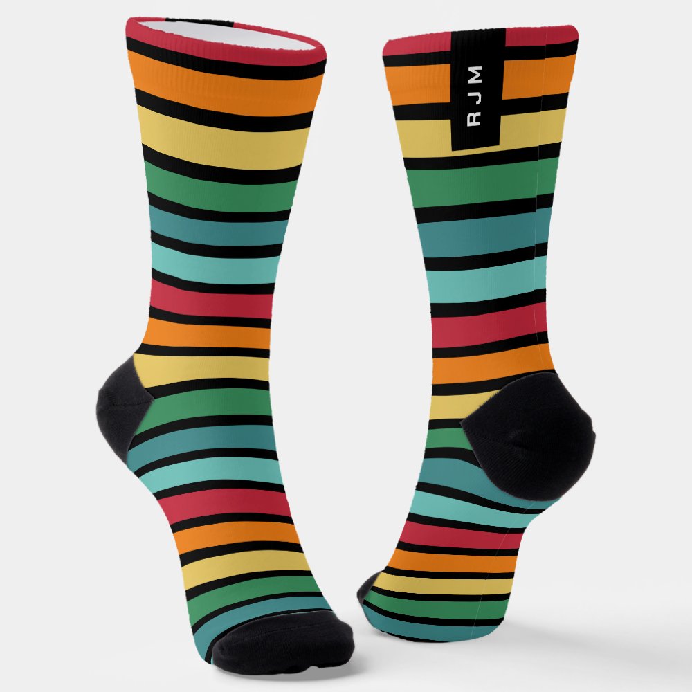 Personalized Initial Retro Stripey  Socks