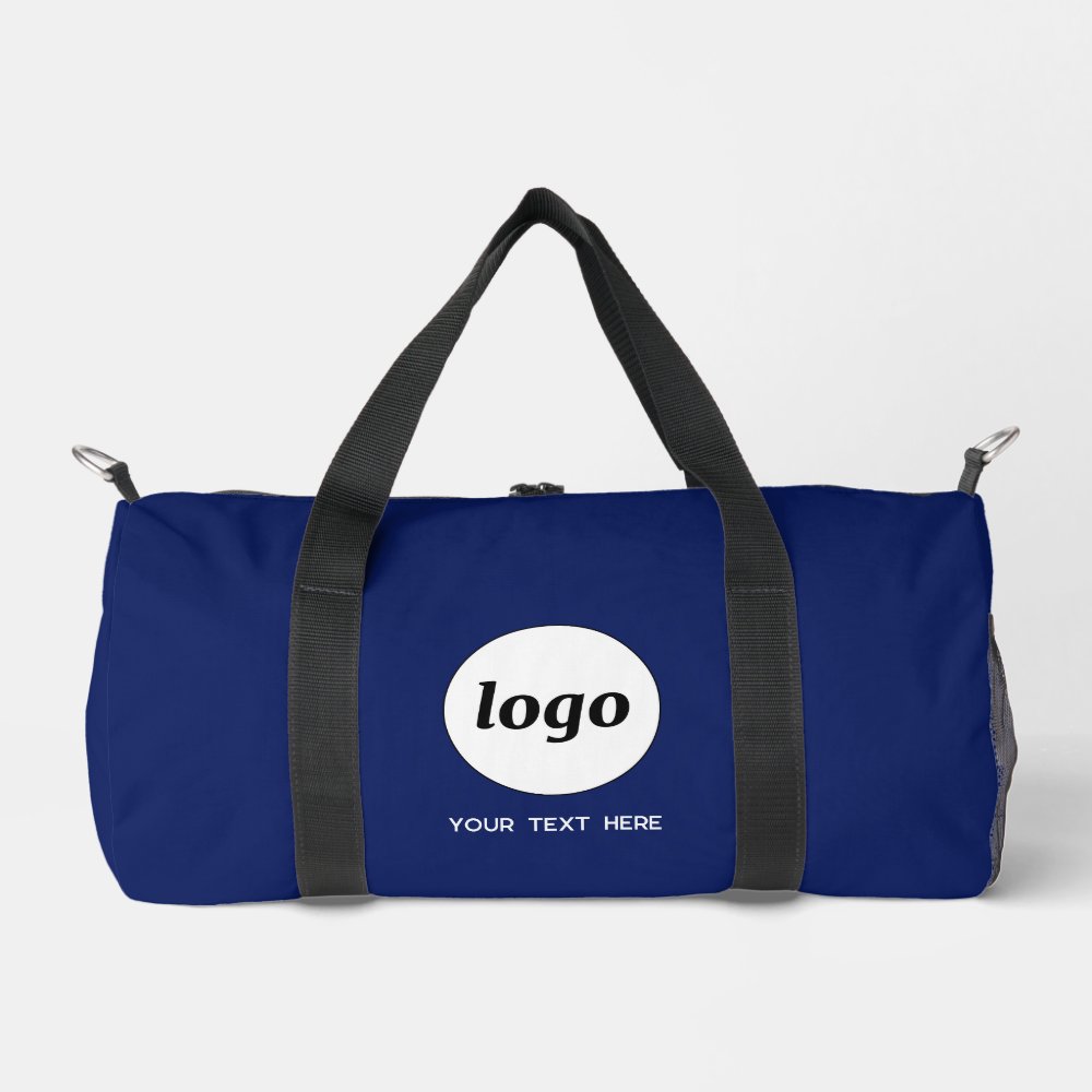 Logo Text Promotional Business Navy Blue Duffle Bag