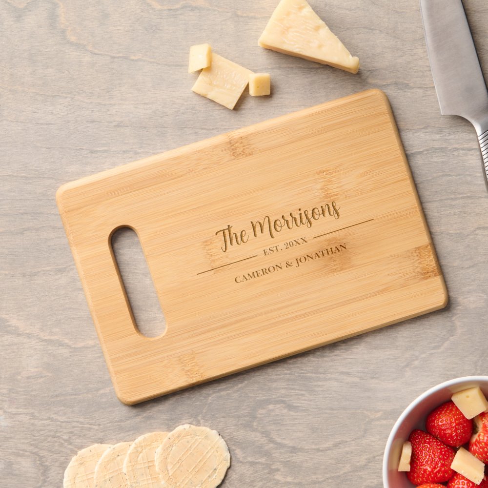 Simple Script Calligraphy, Personalized Names Engraved Cutting Board