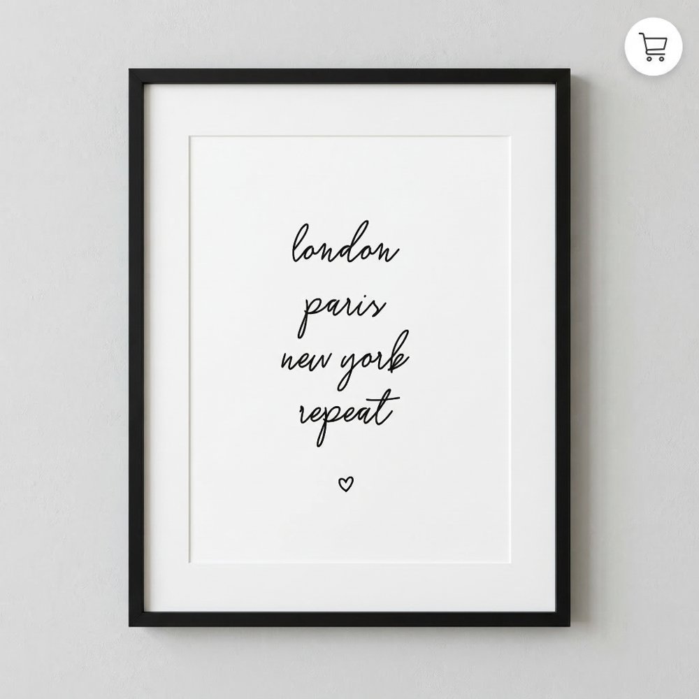 'London Paris New York Repeat' Poster | Pink 8x10