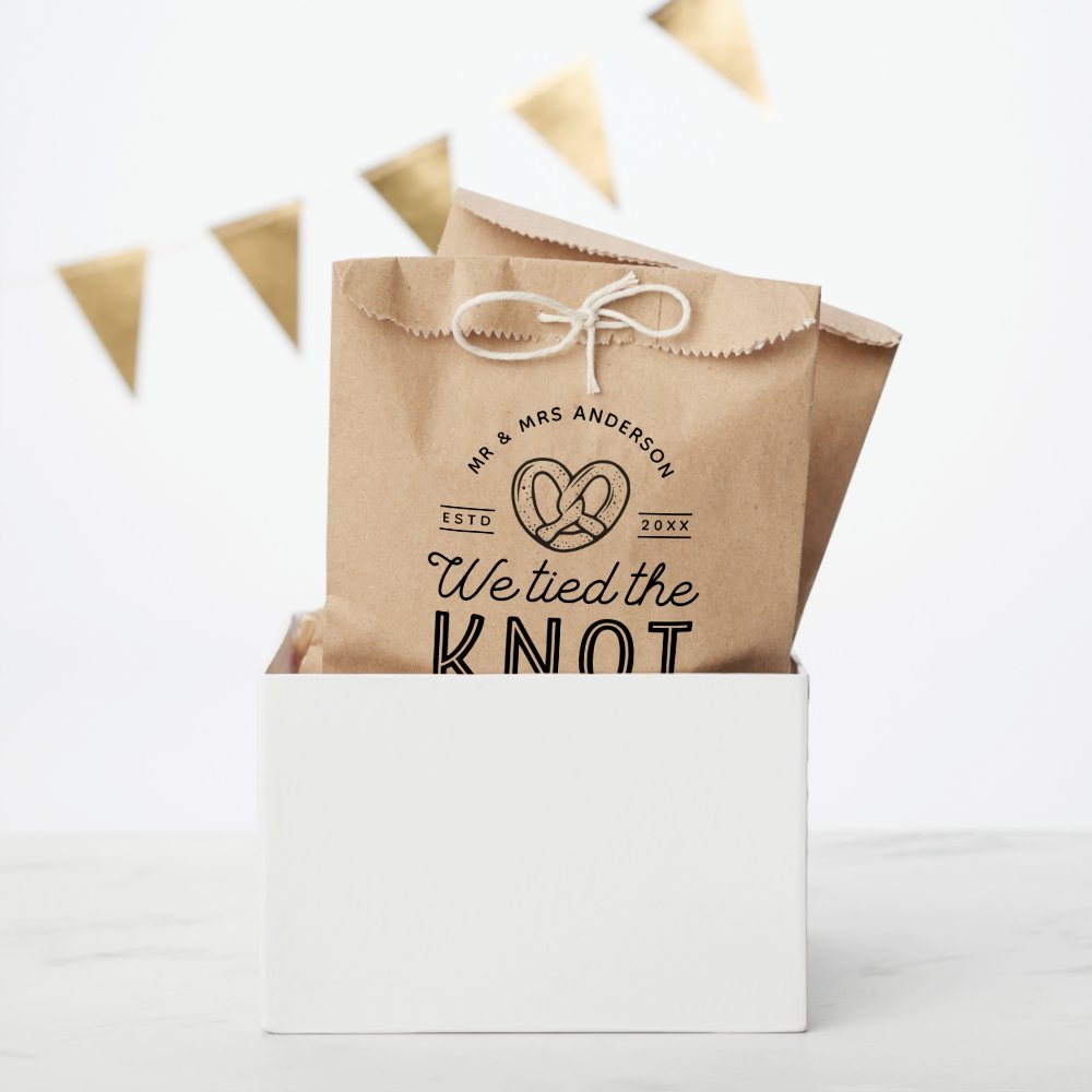 Pretzel We Tied The Knot Wedding Favor Bag