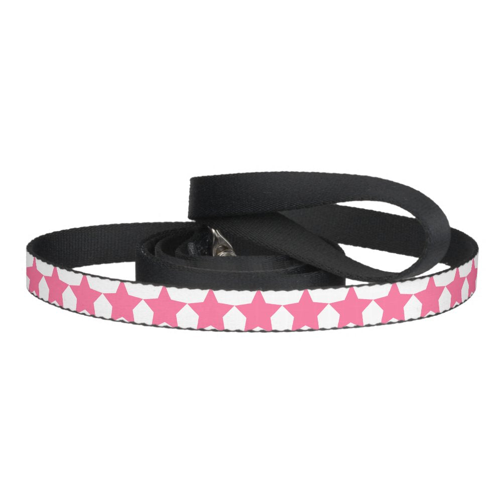 Fun Hot Pink Stars Pattern Black Pet Leash