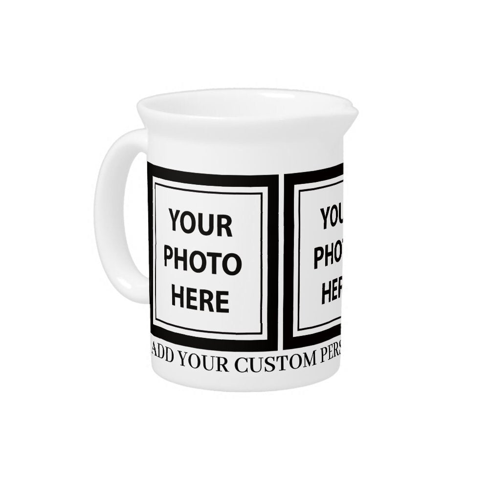 Upload 3 Photos & Add Text – Customize Picture Beverage Pitcher