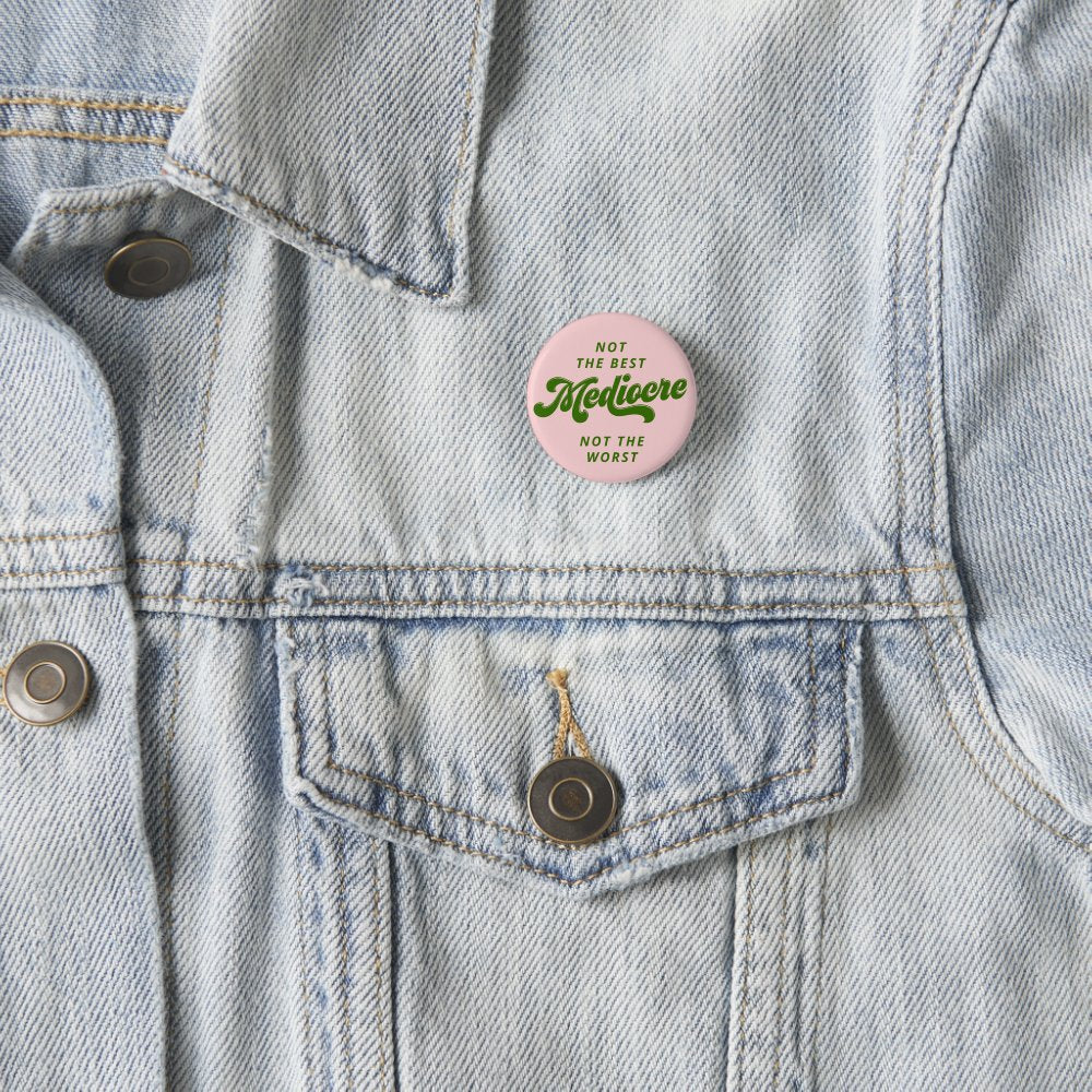 Green Disco Lettering Mediocre Button