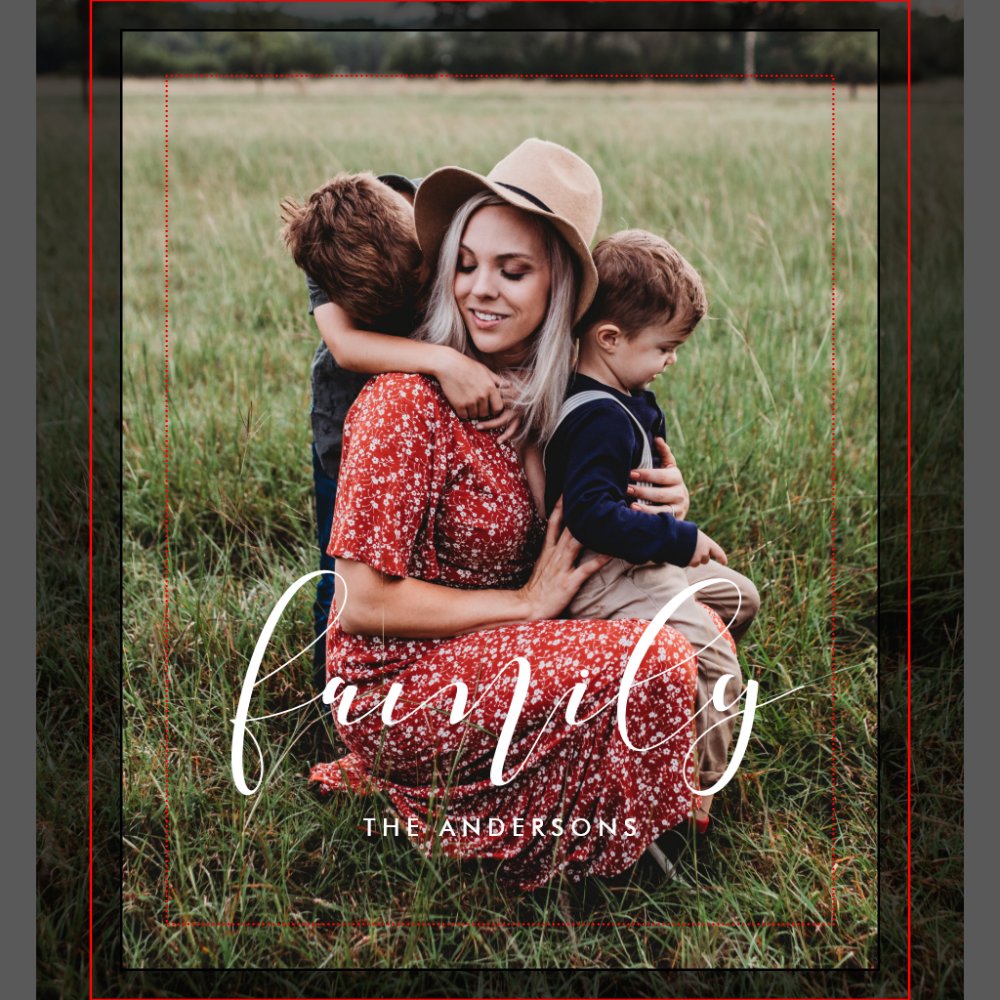 Family elegant calligraphy overlay photo canvas print