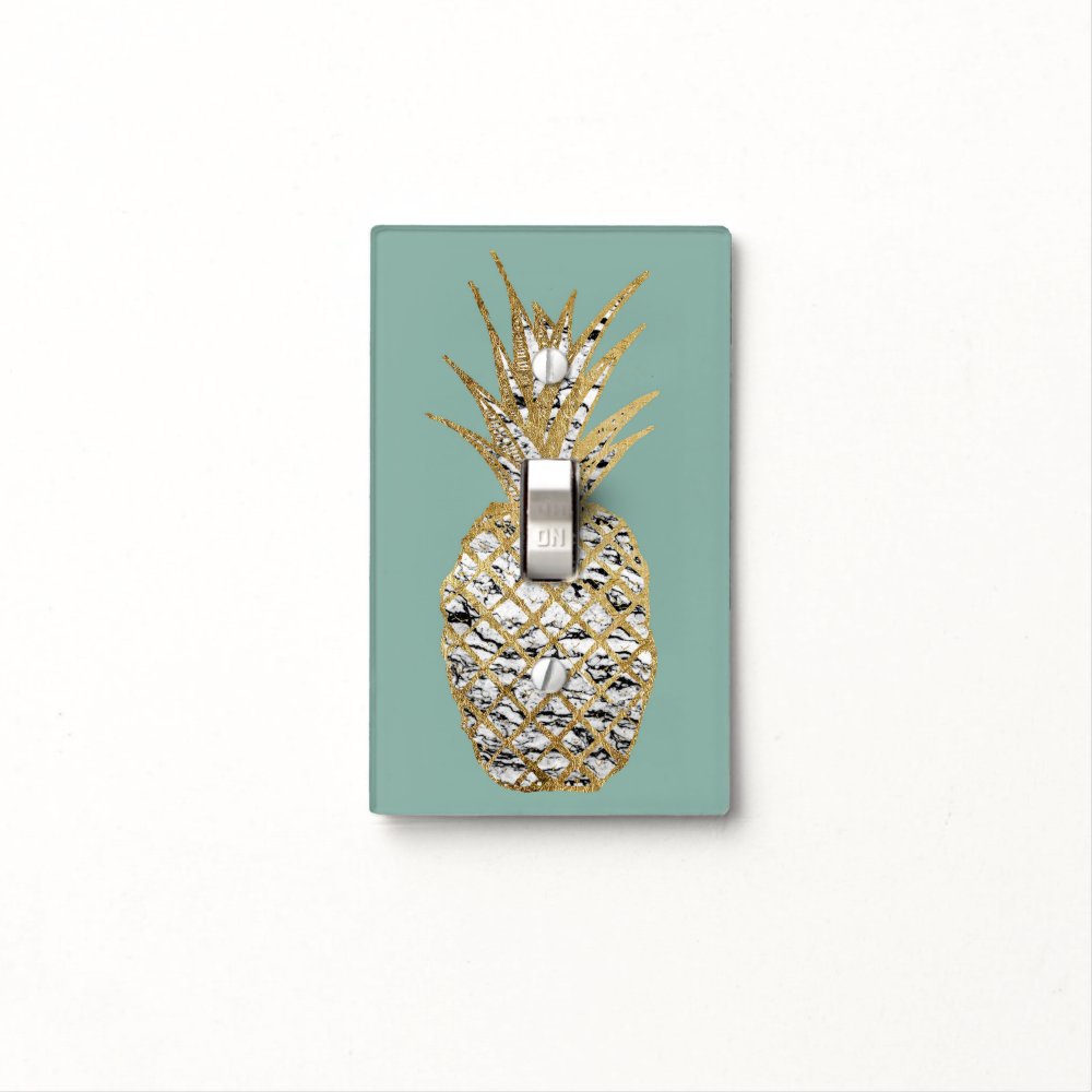 Modern Chic Marble Gold Pineapple Fruit Light Switch Cover