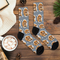 Fun Slate Custom Dog Photo Paw Print Socks