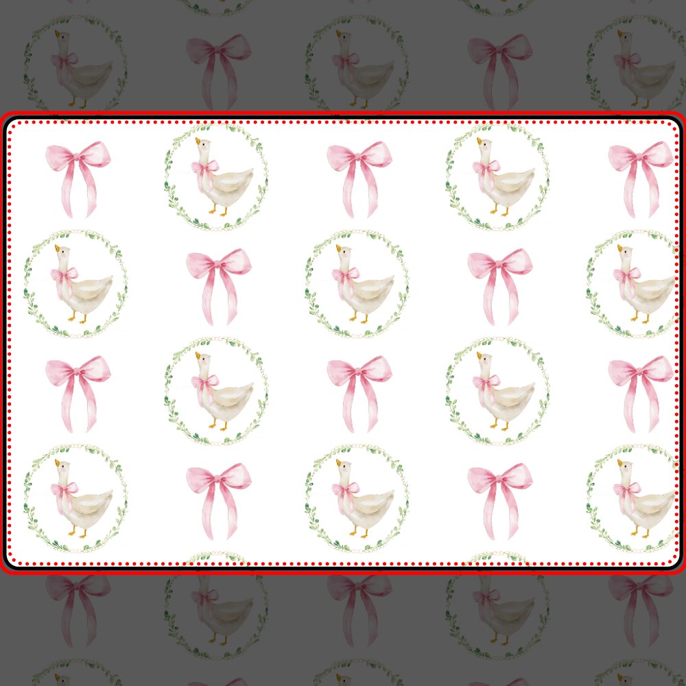 Goose Blush pink Bow Pastel Girl Birthday  Placemat