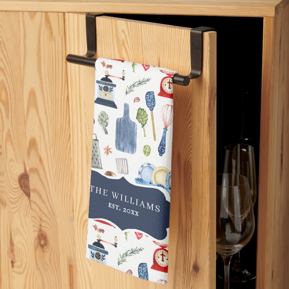 Rustic Hand Painted Country Kitchen Monogram Tea Towel
