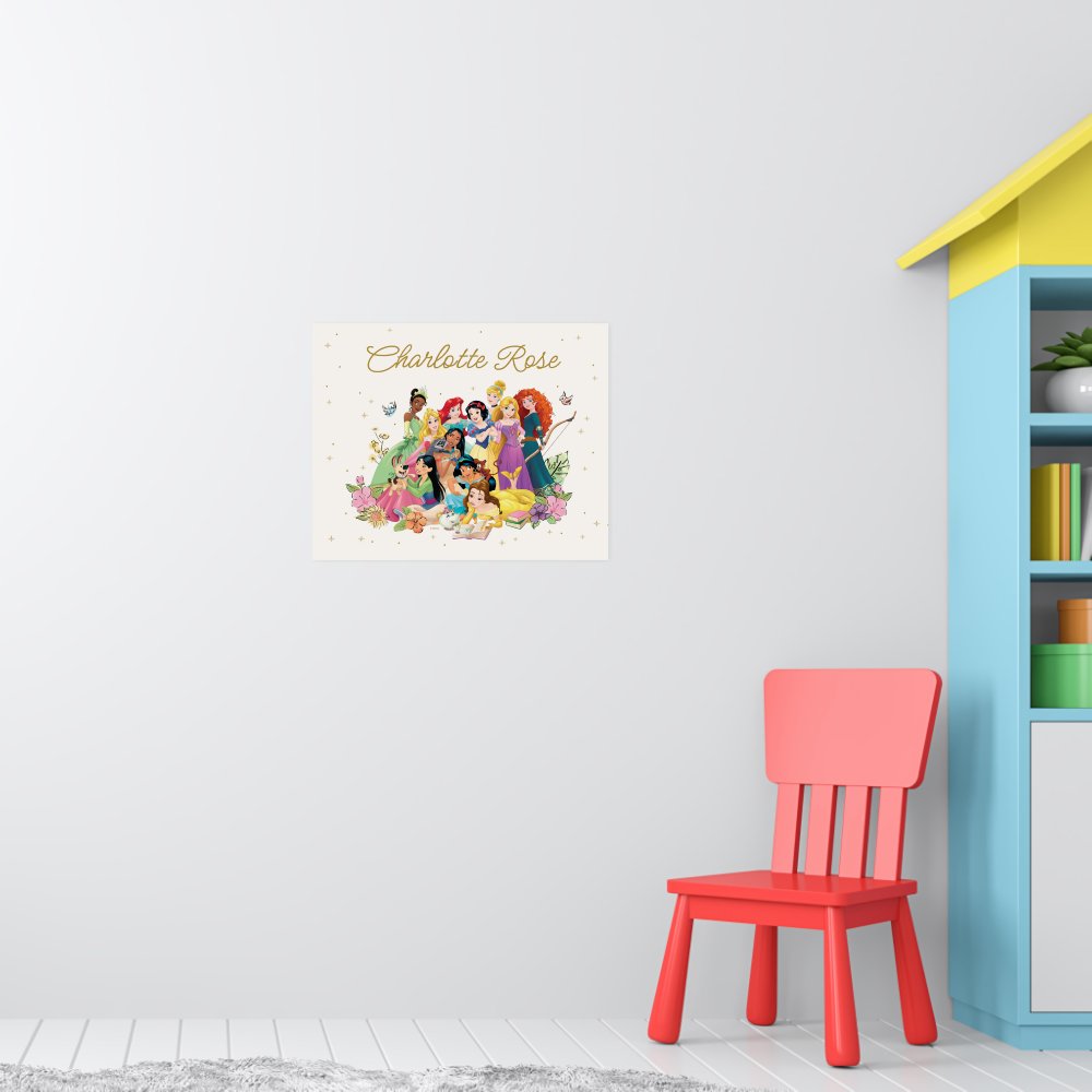 Personalized Disney Princess Floral Poster