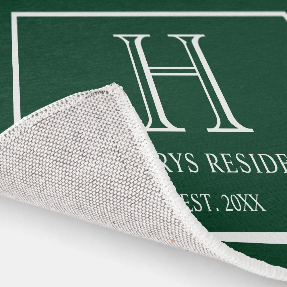 Monogram Family Year Established Forest Green Rug