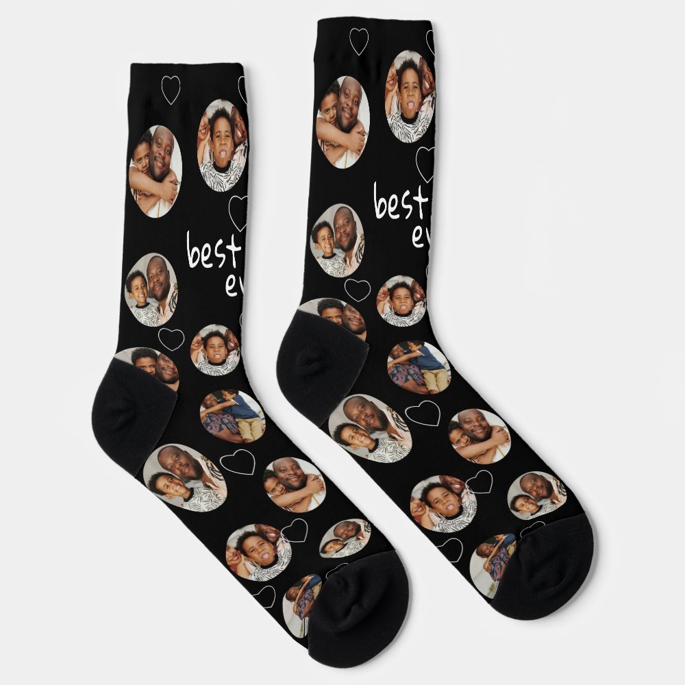 4 Photo Collage Best Daddy Ever Socks