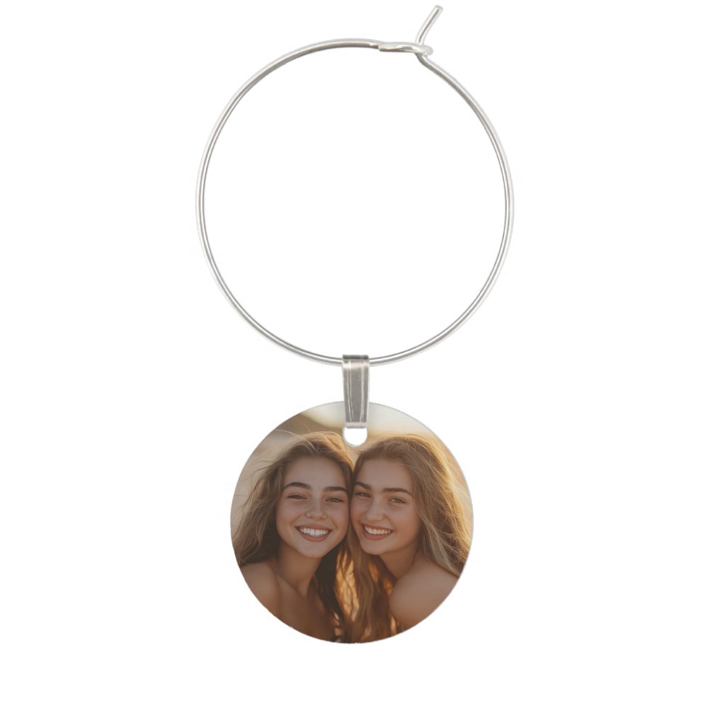 Create Your Own Collage with 4 Photos Wine Charm