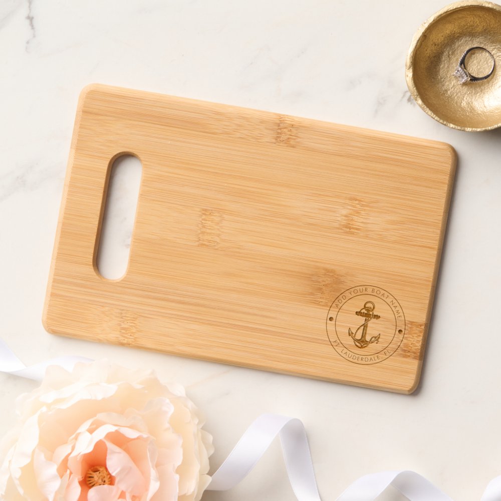 Nautical Anchor Boat Name Custom Engraved Cutting Board