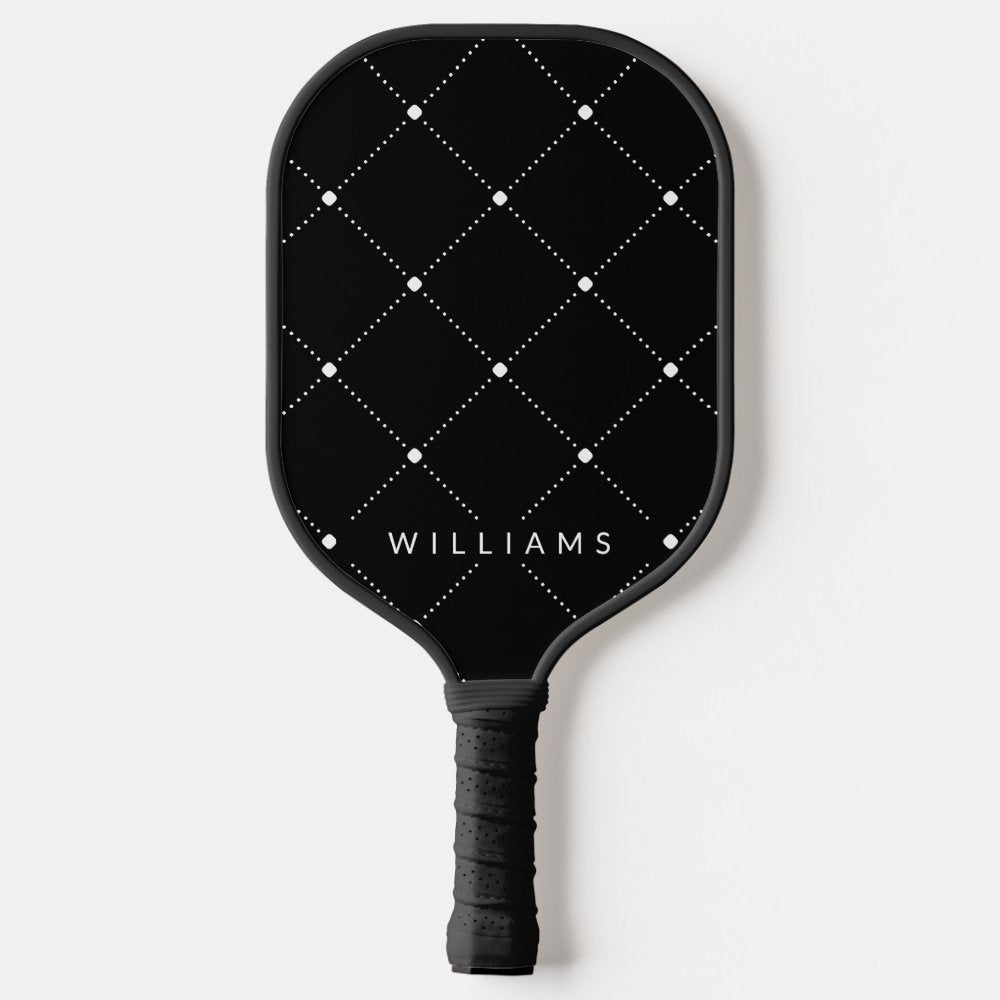 Simple Seamless Pattern Black & White Pickleball Paddle