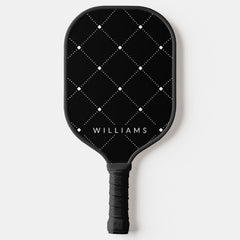 Simple Seamless Pattern Black & White Pickleball Paddle