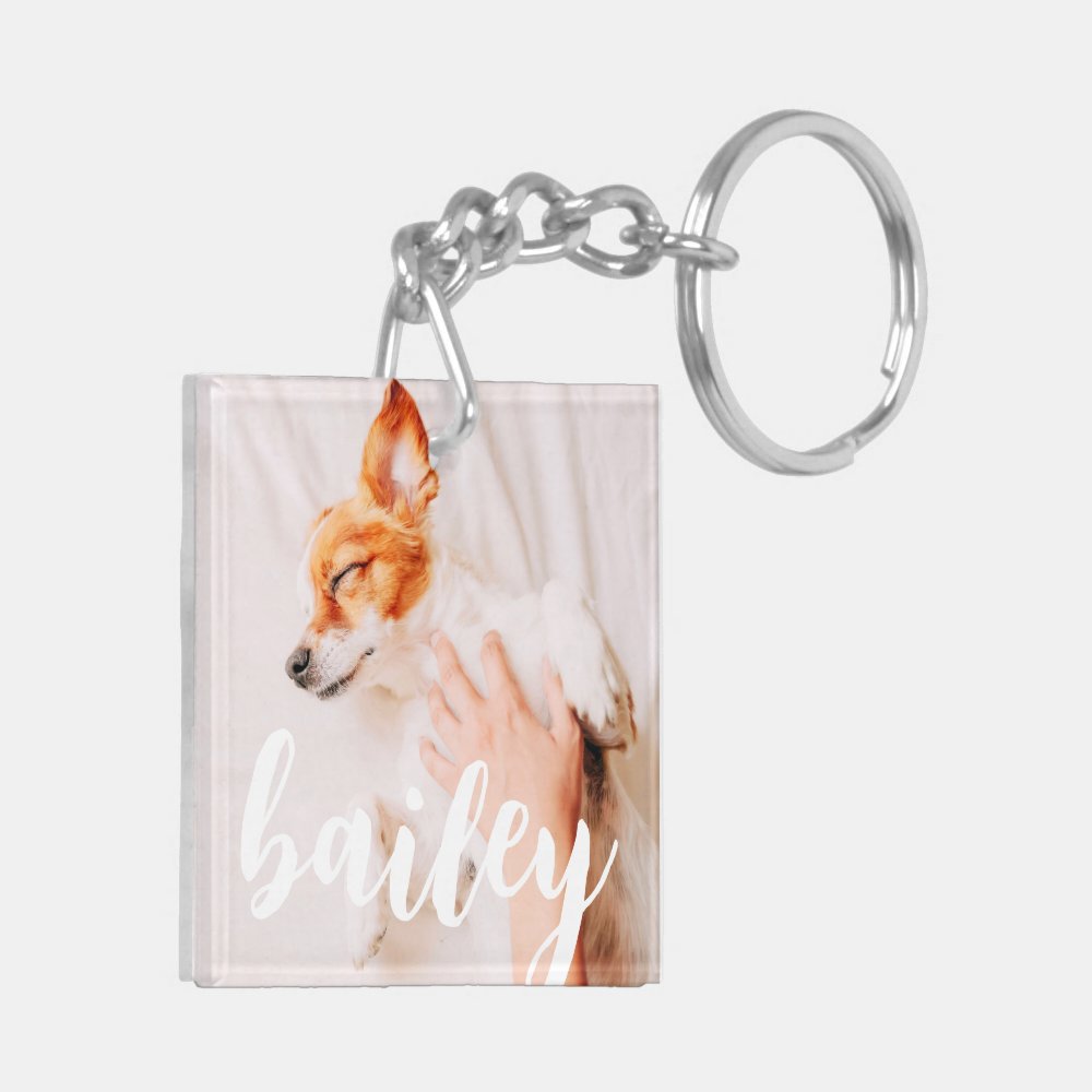 Modern Playful Simple Elegant Chic Pet Photo Keychain