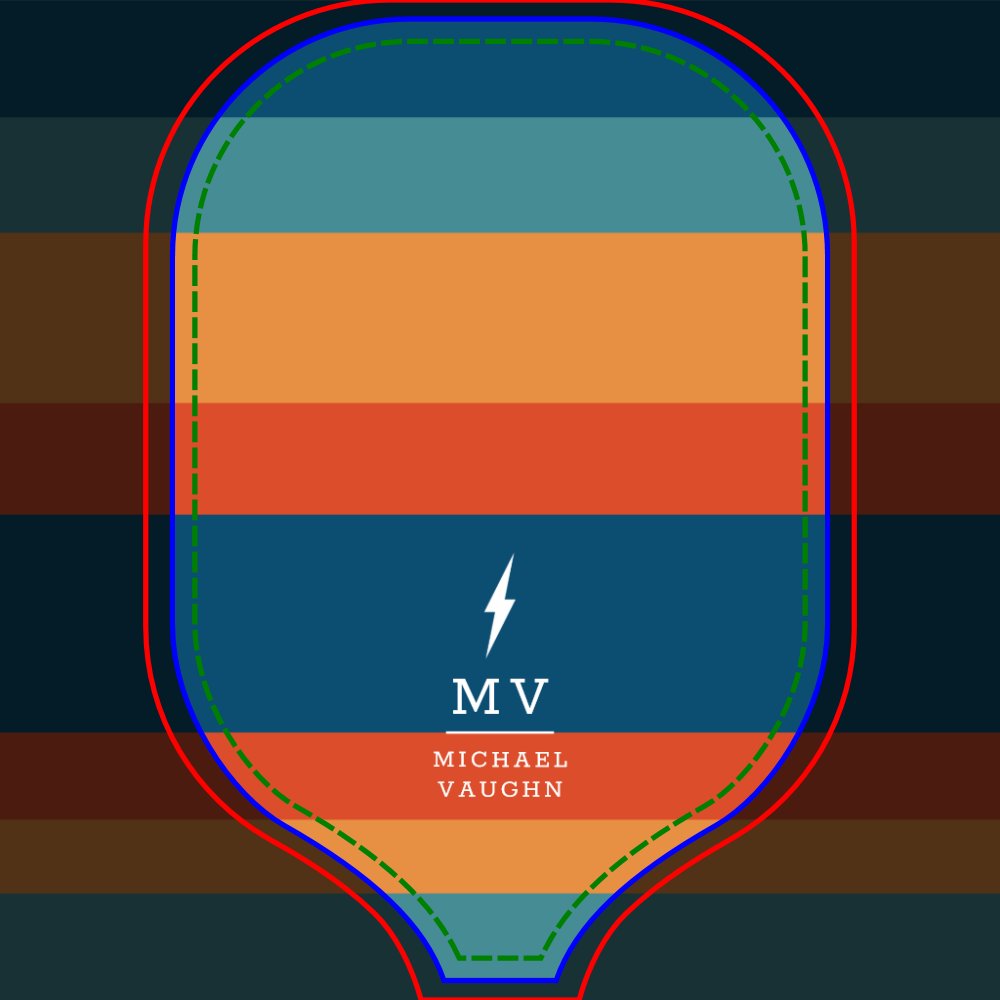 Pickleball Boss Lightning Bolt Retro Stripes Name  Paddle