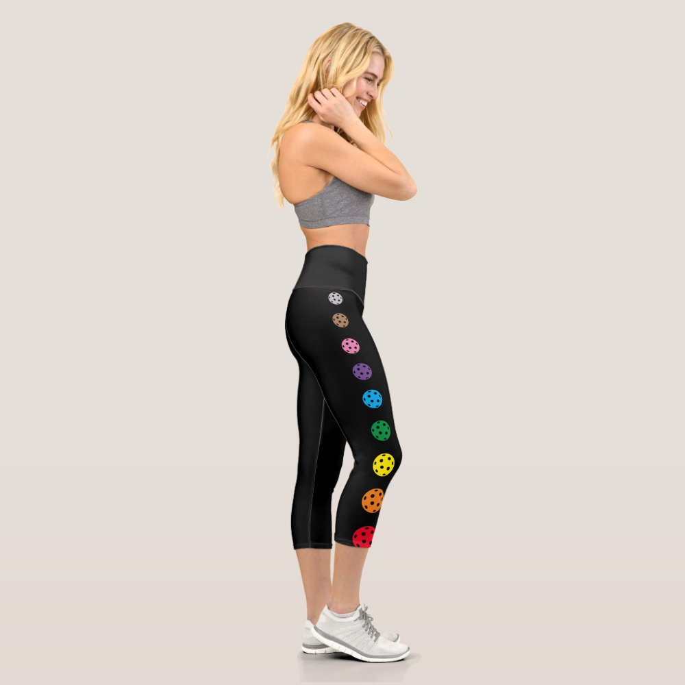 Pickleball Leggings Gray Rainbow Crop Capri