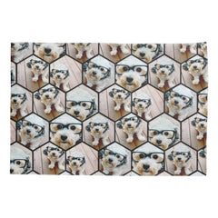 7 Photo Collage - funky hexagon pattern black Pillow Case