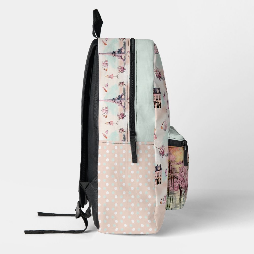 Elegant Paris France Eiffel Tower French Pattern Printed Backpack