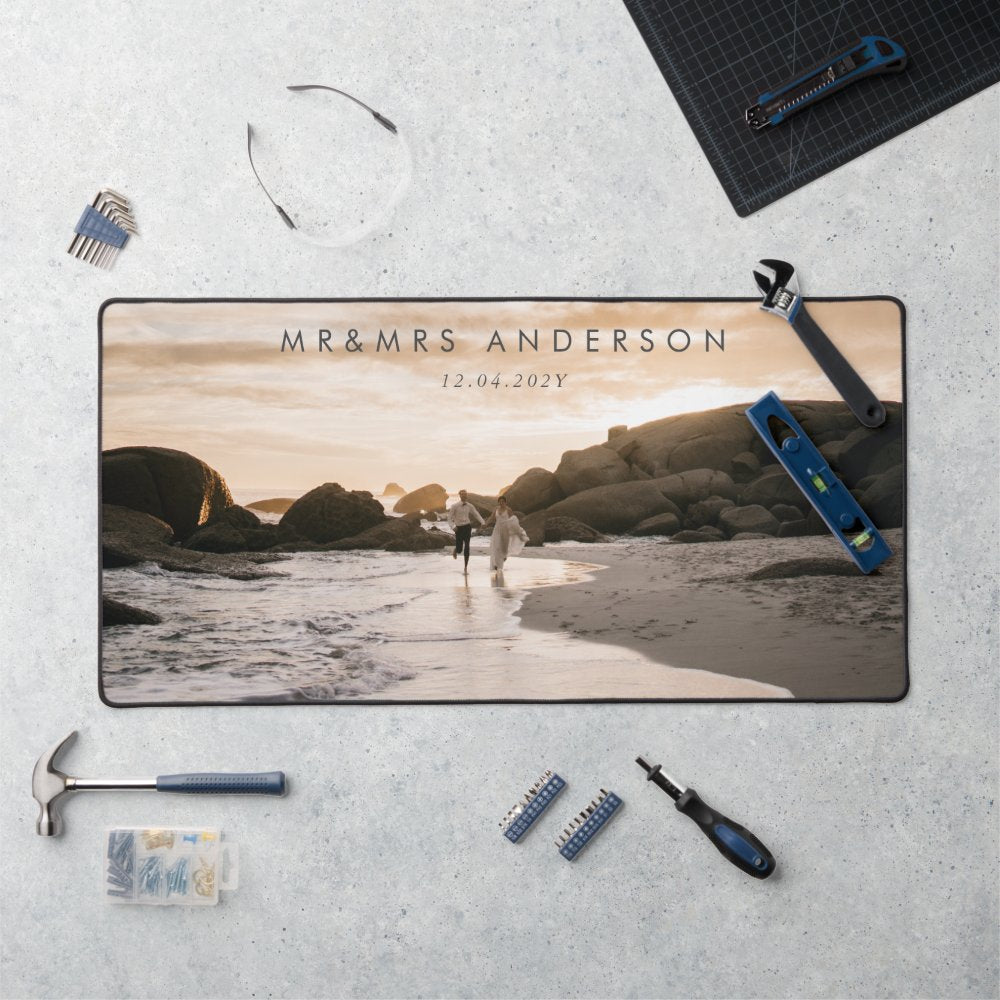 Premium Custom Photo Wedding Gift Desk Mat