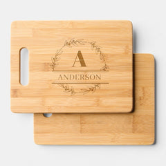 Custom Family Name and Initial Etched  Engraved Cutting Board