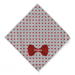 Red Hearts Cute Bow Tie Personalized Gray Pet Bandana