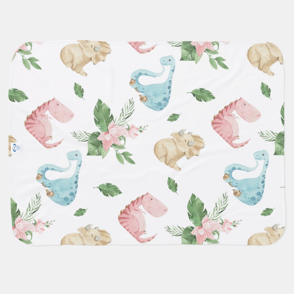 Rustic Jungle Cute Baby Dinosaurs Navy Milestone Blanket
