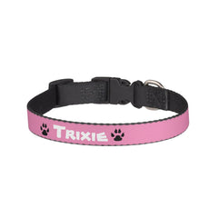 Cute Pink Black Paws Personalized Dog Pet Collar