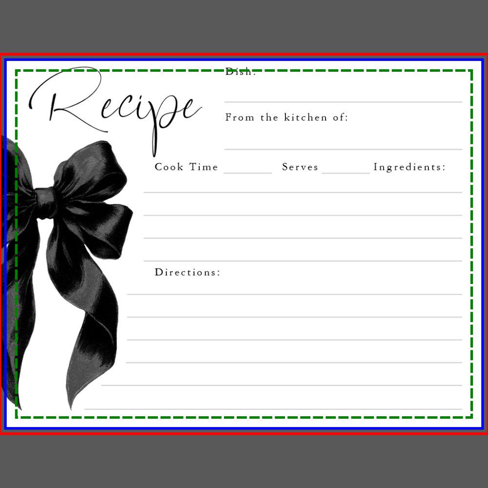 She's Tying the Knot Black Bow Bridal Recipe Card
