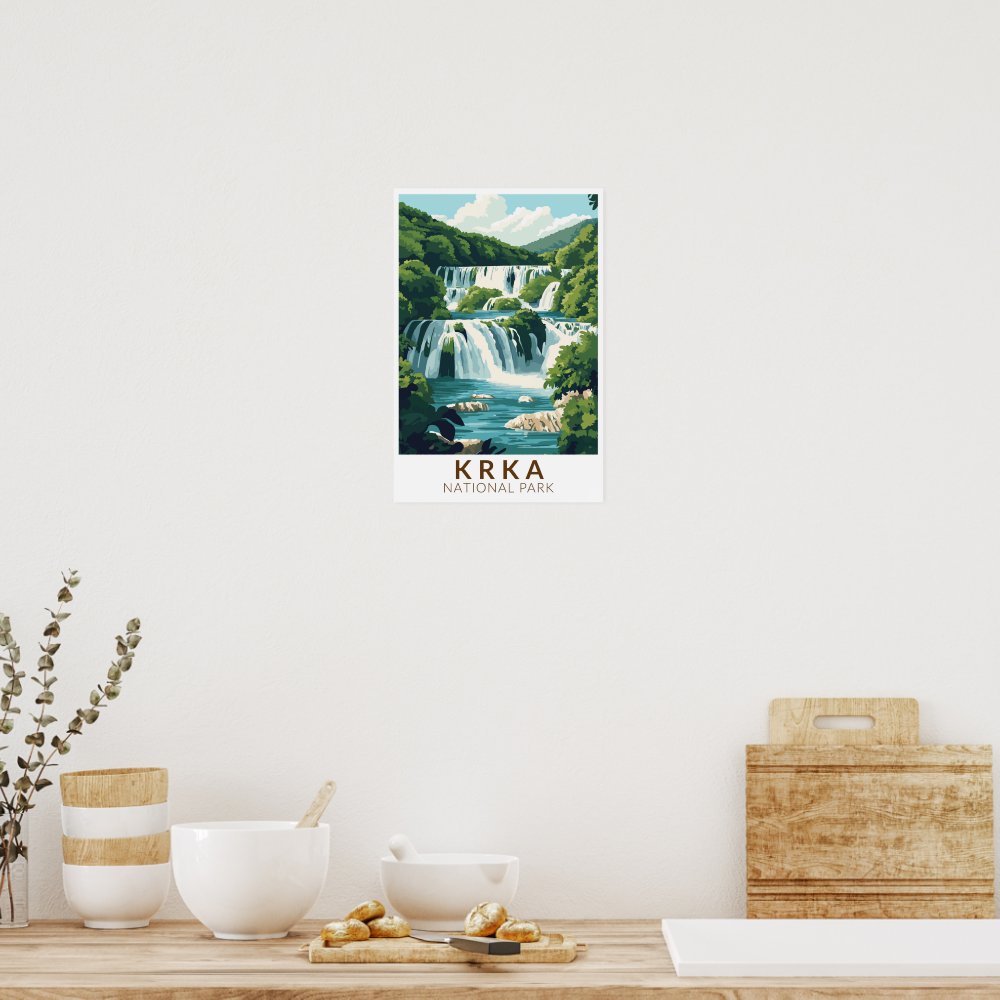Krka National Park Croatia Illustration Travel Art Poster