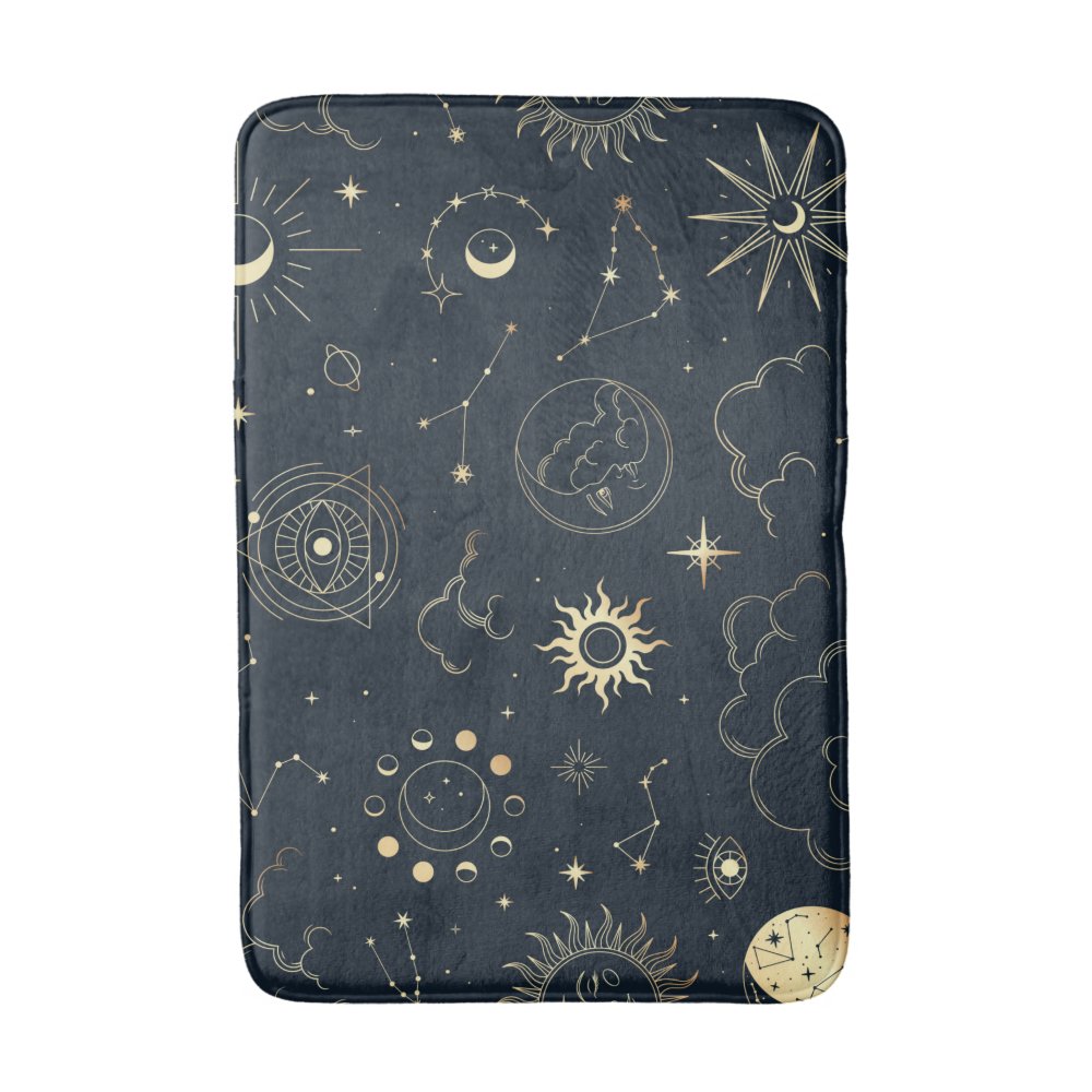 Celestial Sun and Moon Mystical  Bath Mat