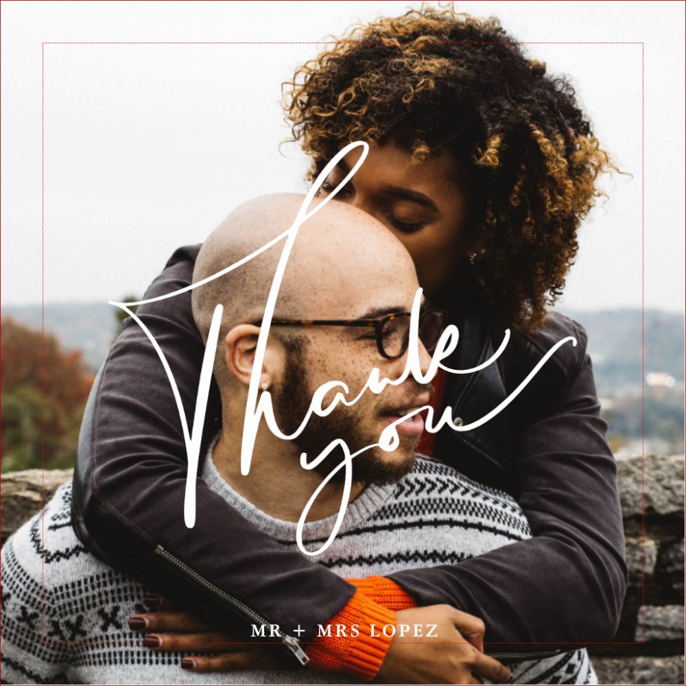 Modern Script Photo Wedding Thank You Magnet