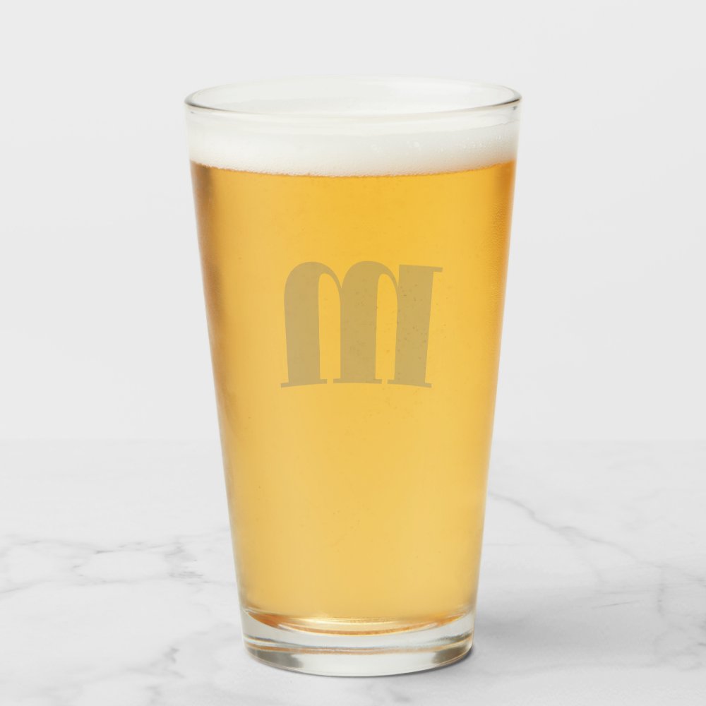 Modern Monogram Initial Beer Glass