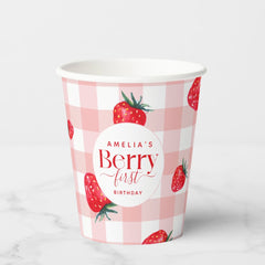 Berry First Birthday Strawberry Girl Paper Cups
