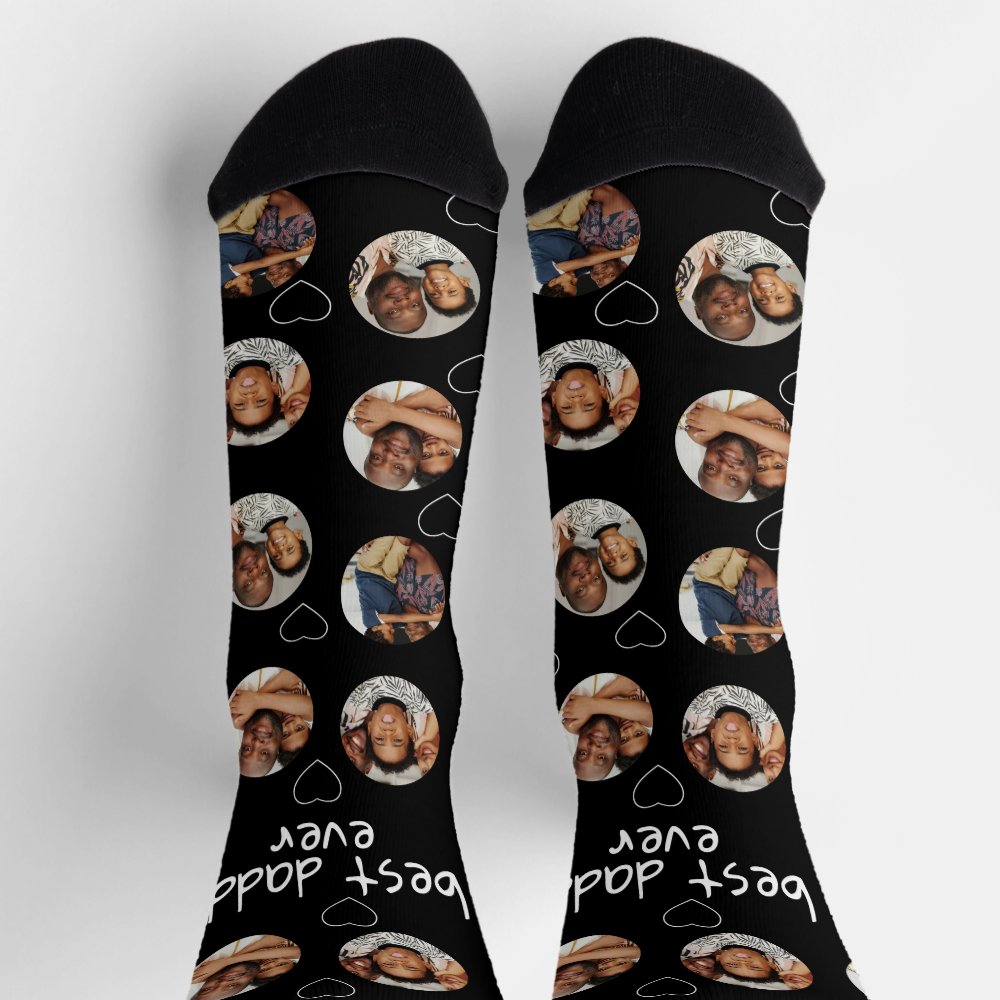 4 Photo Collage Best Daddy Ever Socks