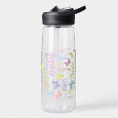 Muted rainbow butterflies custom name Sophie Water Bottle