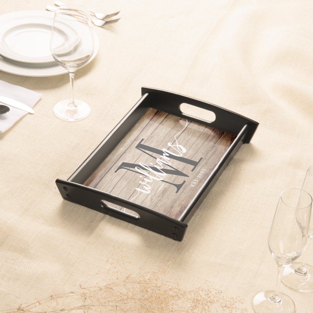 Rustic Custom Family Name Barn Farmhouse Monogram Serving Tray