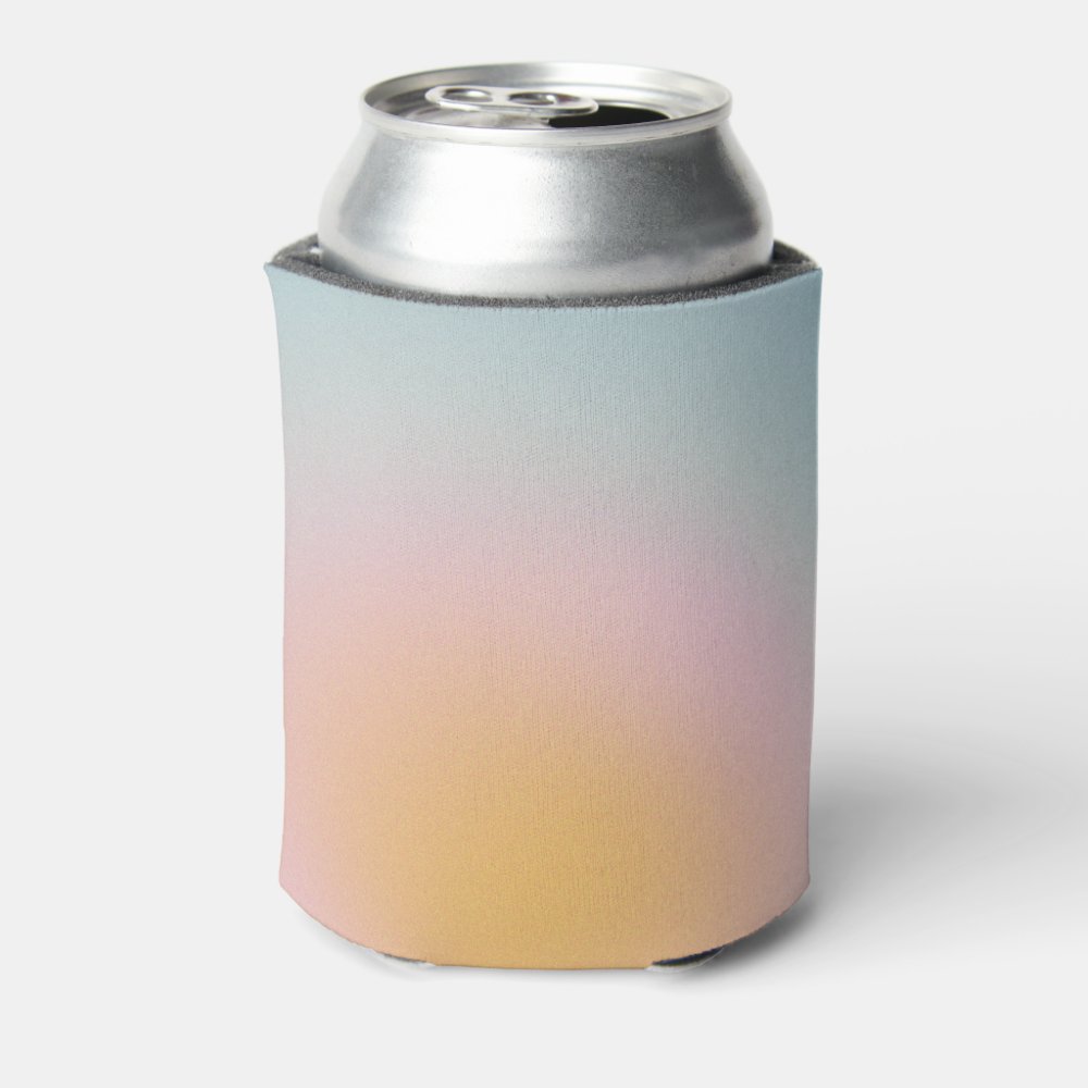 Celestial Pastel Blue Pink Grainy Gradient Wedding Can Cooler